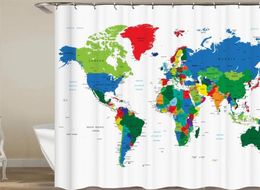 NEW Shower Curtain Printed Blackout Curtains Waterproof Colourful world map Shower Curtains 3D Digital Printing Bathroom Curtains W3925789