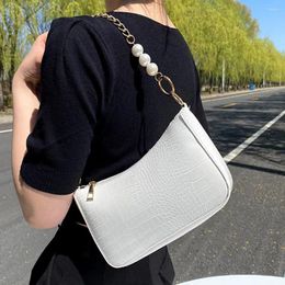 Shoulder Bags Crossbody Bag Women Underarm Chain Vintage Hobo Crocodile Pattern Small Tote Pearl Female Clutch