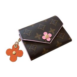 24SS Women Victorine Short Wallets Handbag Luxurys Designers Bag Ladies Travel Wallet Coin Purse With original box and Small Flower