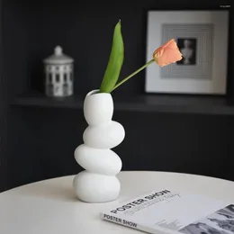 Vases Creative Ceramic Vase Light Luxury Irregular Shaped Pebble Home Decoration Living Room Flower Arrangement Foyer