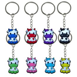 Key Rings Cartoon Dairy Cow Keychain Creativity Cute Keyrings Charms Car Ring For Women Girls Bag Accessories Drop Delivery Otr3L