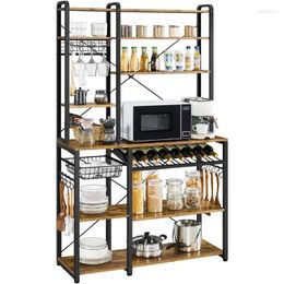 Kitchen Storage 71inch H Baker's Rack Free Standing Microwave Stand Rustic Brown House Accessories For