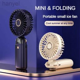 Electric Fans 3000mAh Handheld Mini Fan Foldable Portable Neck Hanging Fans 5 Speed USB Rechargeable Fan with Phone Stand and Display Screen 240316