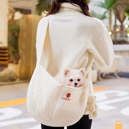 Dog Bag Puppy Slings Pet Cat Dog Single Shoulder Bag Handmade Canvas Bag Outdoor Travel Handbag kitten Dog s Pet Backpack 240401