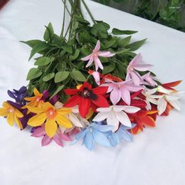 Decorative Flowers Artificial Plants Colombian White Star Peach Blue Clematis Home Garden Decorate