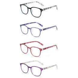JM 4pcs/set 0.5 to 4 Spring Hinge Reading Glasses Retro Presbyopic Glasses Women Magnifier Diopter 240304