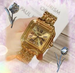 Famous top designer watch Luxury Fashion Crystal Glass Square Roman Tank Clock Quartz Battery Power Movement Stainless Steel business switzerland Wristwatch