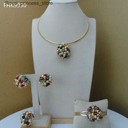 Wedding Jewelry Sets Unique African Fashion Jewelry Multicolor Bead Jewelry for Women FHK9930 Q240316