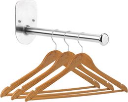 Stainless Steel Clothes Hanger Storage Rack Organizer Wall Mount Adhesive OR Drilling Installation