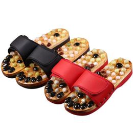 Acupressure Massage Slippers with Natural Stone Therapeutic Reflexology Sandals Foot Acupoint Shiatsu Arch Pain 240313