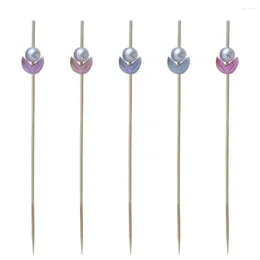 Forks Disposable Toothpicks Fruit Pick Set Elegant Faux Pearl Flower Picks For Buffet Cupcake Decoration 100 Kitchen