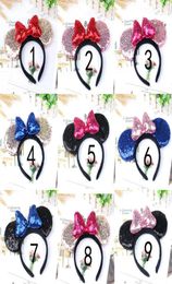 Girl Cute Black Mouse Sequin Crown Ears Hairband With Sequin Hair Bow Kids Bling Glitter Hair Bands Holiday Hair Accessories For C6018718