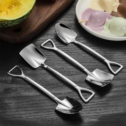 Forks Retro Shovel Flat Coffee Tea Ice Cream Metal Spoon Gift Creative Bar Stainless Steel Dessert TablewareSet Housewares Kitchen