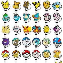 Drinking Sts Childhood Game Yellow Elf Duck Ghost Sile St Toppers Accessories Er Charms Reusable Splash Proof Dust Plug Decorative 8Mm Otj1S