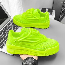 Casual Shoes 2024 Green Men Vulcanize Fashion Summer Brand Designer Lace Up Sneakers Leather Flats Zapatillas Hombre