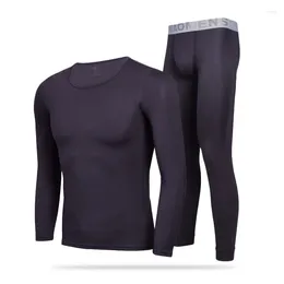 Men's Thermal Underwear Thickened With Velvet Round Collar Long Johns Suit Male Set Men Winter Warm