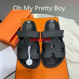Chypre Leather Sandals Summer Slippers Slide Slip On Flat Second Uncle Slippers for Men and Women Wearing Genuine Leather Externally 2024 Sum have logo HBEZF6