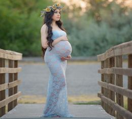 Attractive Lace Maternity Dresses For Po Shoot Strapless Neck Sheath See Through Pregnant Gowns Floor Length Custom Made Maxi D5000420