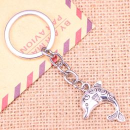 Keychains 20pcs Fashion Keychain 24x30mm Dolphin Pendants DIY Men Jewelry Car Key Chain Ring Holder Souvenir For Gift