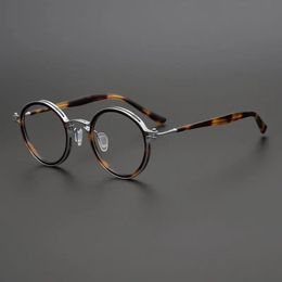 Top Quality Japanese Handmade Ultralight Retro Round Glasses Frame Men Eyeglasse Optic Prescription Myopia Lens 240313