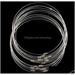 Chokers 1Mm 18Inch Stainless Steel Wire Necklace Choker Diy Jewelry For Women Girl Party Club Decor Fashion Accessories Drop Delivery Dhqdf