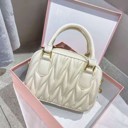 Design handbag clearance sale New Mujia Pleated Bag Boston Womens Handheld Shoulder Chain Fashion Small