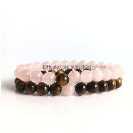 Beaded 8Mm Natural Stone Healing Strands Beads Charm Bracelets For Women Men Lover Couple Jewelry Party Club Drop Delivery Jewelry Br Dhg1C