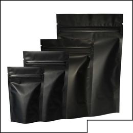 Packing Bags Wholesale Office School Business Industrial Heat Seal Zipper Package Aluminum Foil Mylar Tear Notch Matte Black Stand U Dhca8