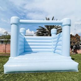 4mLx4mWx3mH (13.2x13.2x10ft) Pastel Light Blue Inflatable Bounce House White Wedding Bouncy Castle With Plato PVC Material For Kids Todders Party