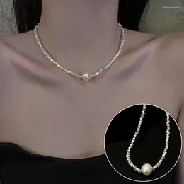 Pendant Necklaces Fashion Silver Colour Pearl Sparkling Clavicle Chain Choker Necklace Collar For Women Fine Jewellery Party Birthday Gift