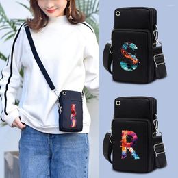 Bag Cell Mobile Phone Pocket Card Purse Small Women Shoulder Pouch Multi-functional Package With Paint 26 Letters