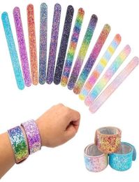 Girls Mermaid Sequins Slap Snap Bracelet Shining Wristband Fashion Party Kids Boys and Girls Jewelry Colorful Kid Birthday party G7515976