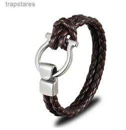 Men Jewelry Punk Black Braided Geunine Leather Bracelet Stainless Steel Anchor Buckle Fashion Bangles Gift HMFL