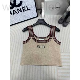 Women's Tanks & Camis designer 24 Early Spring New Knitted Tank Top with Contrast Stripe Design and Letter Pattern embellishment for Slim Spicy Girl Fashion F3SP