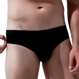 Underpants 1pc Men's Sexy Ice Silk Seamless Boxer Briefs Bulge Pouch Thongs Elastic Man Panties Underwear