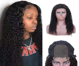 Peruvian Human Hair 4X4 Lace Wigs Kinky Curly Virgin Hair Natural Color 4 By 4 Wig 1228inch Kinky Curly6831782