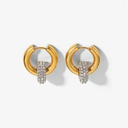 Stud Earrings Stainless Steel PVD 18K Gold Plated Tarnish Waterproof Zircon Ball For Woman Jewellery Wholesale Trendy INS