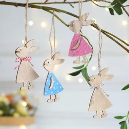 Party Decoration 3Pcs/Set Easter Wooden Pendant DIY Wood Hanging Ornament Craft Cute Supplie Kid Gift Birthday Home Deco