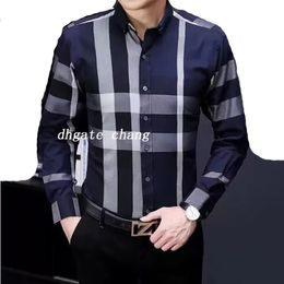 Official same style men's dress shirt Luxury T-shirt Long sleeve casual business clothes plaid Pony Embroidery brand 6 Colour s-4XL 851011882