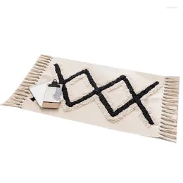 Carpets -Tufted Ethnic Wind Mat Black Diamond Cotton Doormat Bedroom Bedside Footrest Living Room Coffee Table Floor