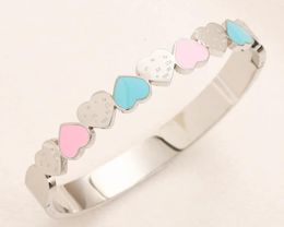 10AAA Fashion Brand Designer Letters Bracelets Cute Love Heart Gold Plating Staiess Steel Lucky Cuff Women Girls Wedding Party Bangles Jewelry Gift