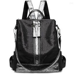 School Bags DOME Sequins Backpack Women Fashion Multifunction Travel Bag Bling Mesh Student Large Capacity Schoolbag