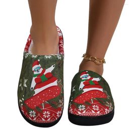 Slippers Unisex Christmas Cotton Cosy Fuzzy House Non-Slip Winter Indoor Home Couples Shoes
