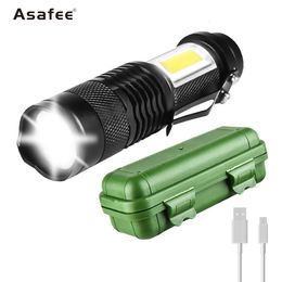 New Sk68-Cob Red Multi Functional Mini Outdoor Strong Light Flashlight With Scalable Zoom 847144