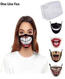 Funny Big Mouth Pattem Print Grimace Ghost Skull Face Mask Adults Reusable Protective PM 25 Dustproof Mouth Cover1559111