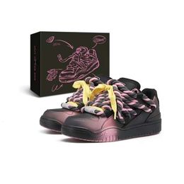 Cat and sofa Low top board shoes man's woman Black pink