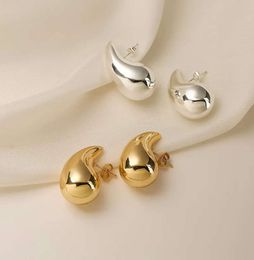 Fashion Style Stud Trendy Italy Hollow Stainless Steel Hypoallergenic 18K Gold Plated Bottega Tear Drop Waterdrop Earrings For Women Girl01321