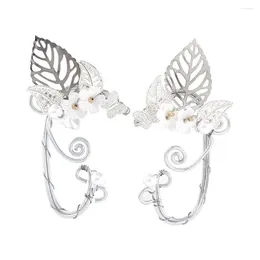 Backs Earrings Fairy Women Girl Chic Non Piercing Jewellery Elf Flower Hollowed Pearl Ear Clip Cuff Fashion Accessories