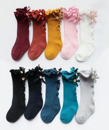 New Kids Socks Toddlers Girls Big Bow Knitted Knee High Long Soft Cotton Lace baby Socks Kids kniekousen meisje Baby Girls Socks5699985