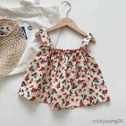 Clothing Sets Girls Suit 2023 New Summer Fashion Baby Girl Sleeveless Tops Sling Shirts +Denim Cute Shorts Two-piece Clothes Suits